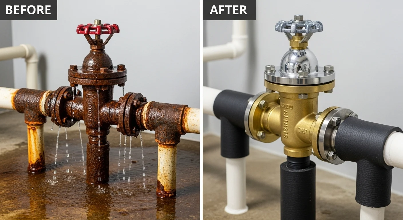 Before and After Backflow Testing Repair and Replacement in Blue Springs MO - Pioneer Springs Plumbing Professional Backflow Service Results