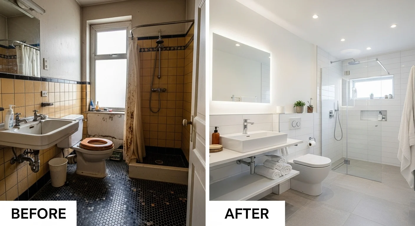 Bathroom Remodel Before and After Blue Springs MO - Pioneer Springs Plumbing