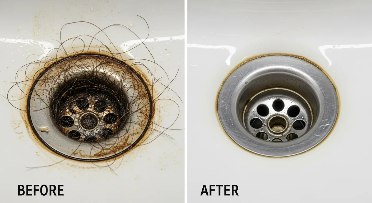 Before and After Drain Cleaning in Blue Springs, MO - Pioneer Springs Plumbing Professional Drain Cleaning Results