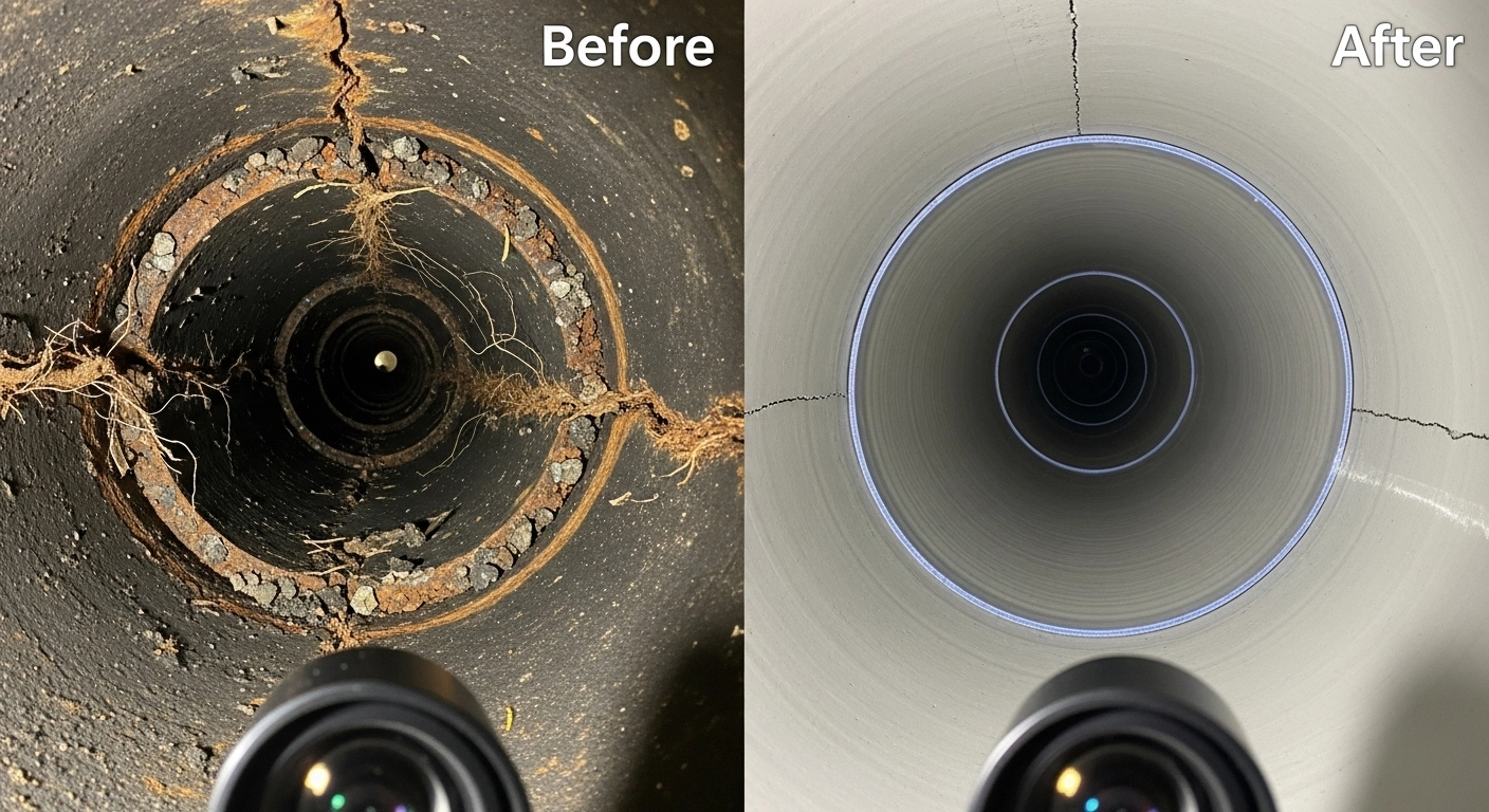 Sewer Camera Inspection - Before and After Results in Blue Springs MO